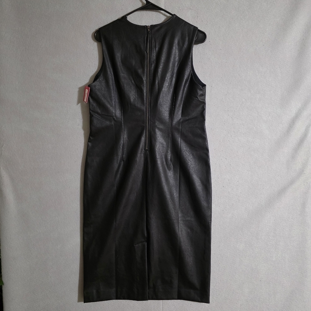 NWT Spanx Womens Leather Like Sleeveless Sheath Dress Luxe Black 20392R Size L - Picture 9 of 11